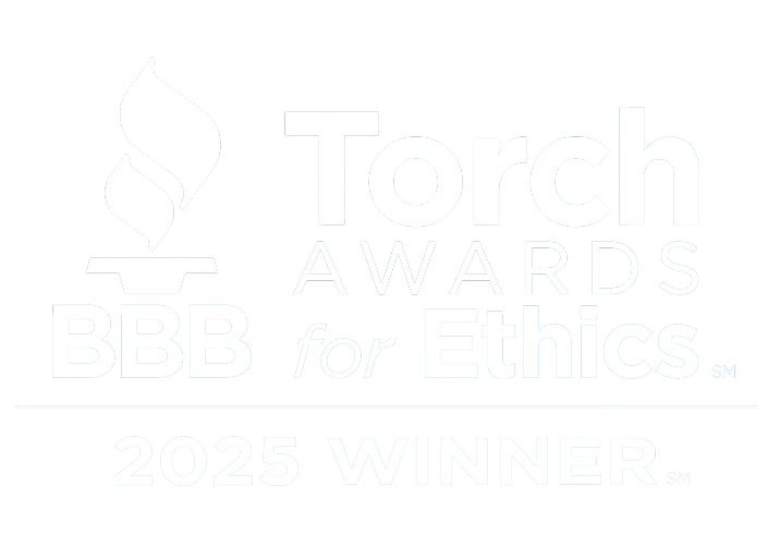 2025 BBB Torch Awards for Ethics Winner logo with torch symbol.