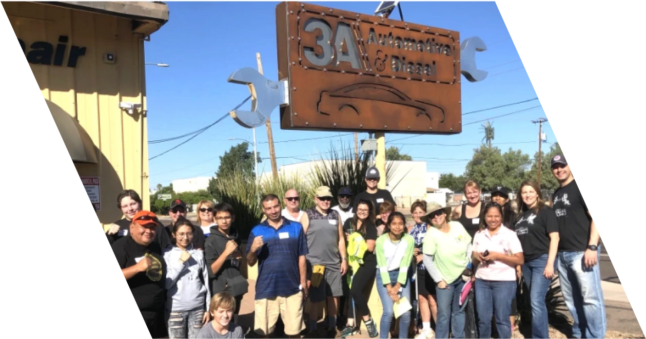 Community volunteers and local officials including Councilwoman and State Senator participating in the West Sunnyslope Neighborhood Association community cleanup event in October 2018